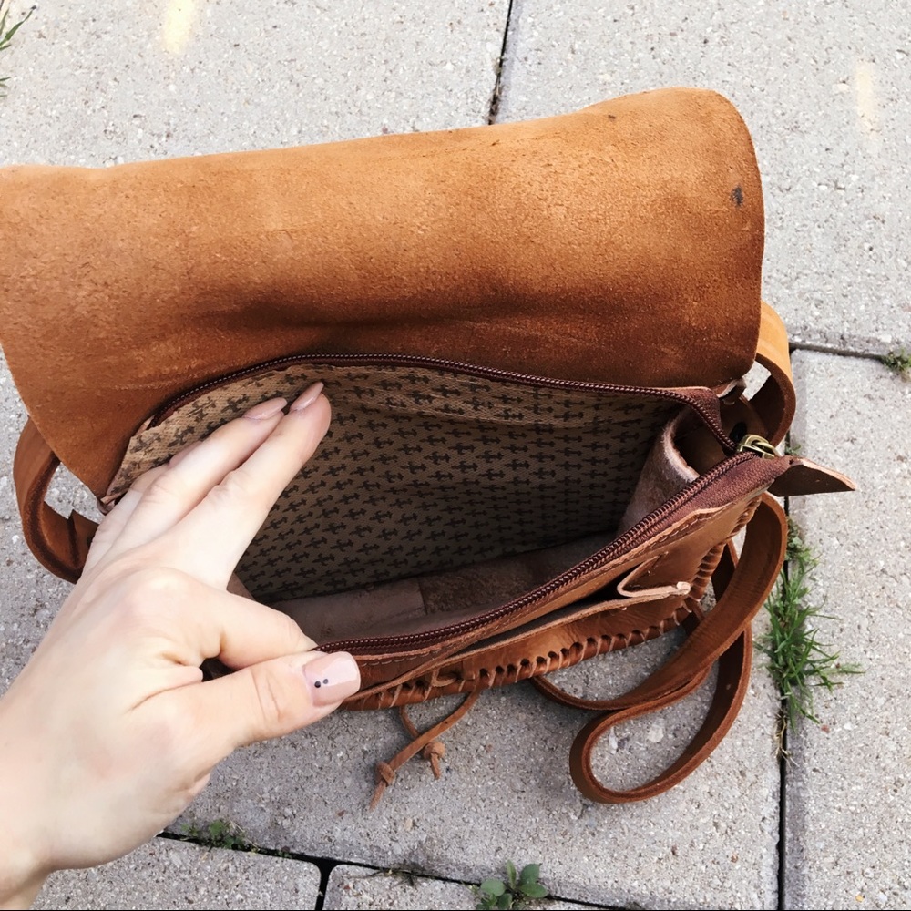 Boho Genuine Leather Bohemian Crossbody Purse - Picture 4 of 5
